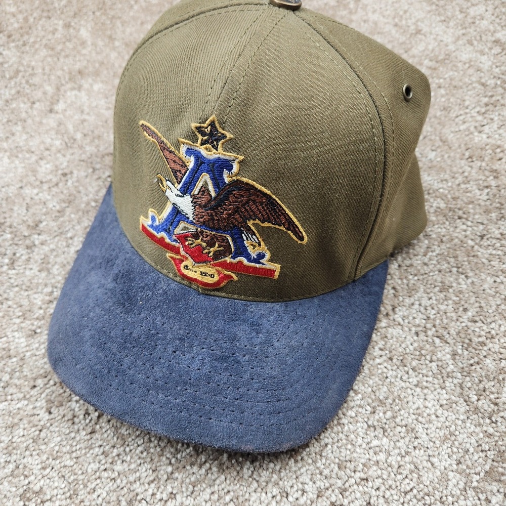 Vintage Anheuser-Busch Collector's Edition Hat Olive Navy Suede Made in USA OSFA